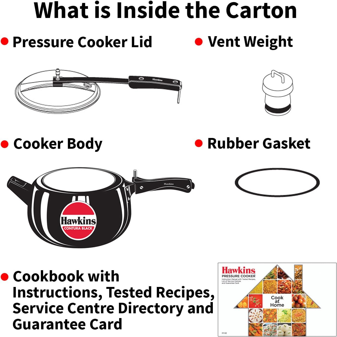 Hawkins 3.5 Litre Contura Black Pressure Cooker, Hard Anodised Inner Lid Cooker, Handi Cooker, Black (CB35)