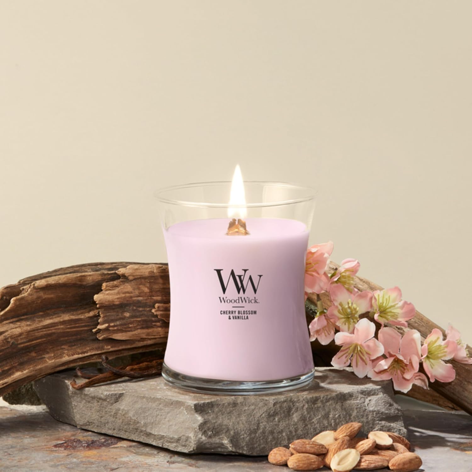 WoodWick Fireside Holiday Candle Gifts for Women and Men, 9.7 oz Medium Hourglass Candle with Crackling Wick