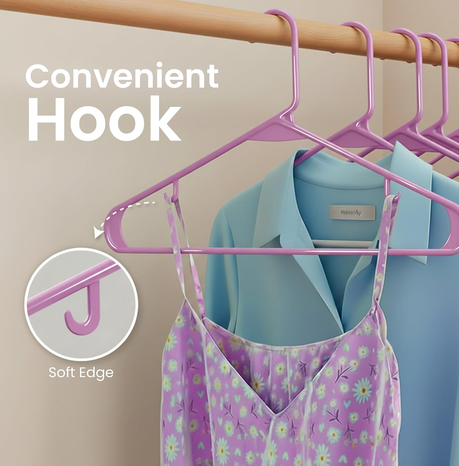 Utopia Home Plastic Hangers 50 Pack – Built-in Strap Hooks Black
