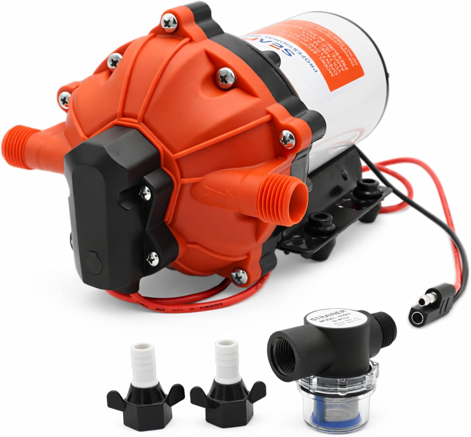 SEAFLO 55 Series 12V RV Water Pump 5.5 GPM 60 PSI Diaphragm Pump Heavy Duty Pressure Switch Built In Bypass Self Priming Quiet High Flow RV Marine Off Grid Freshwater System 4-Year Warranty