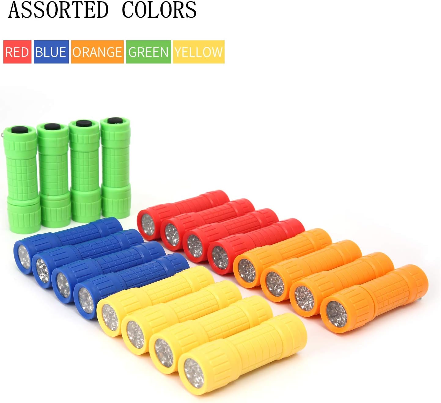 Whaply 30-Pack Small Mini Flashlight Set, 5 Colors, 9-LED Handheld Flashlight with Lanyard