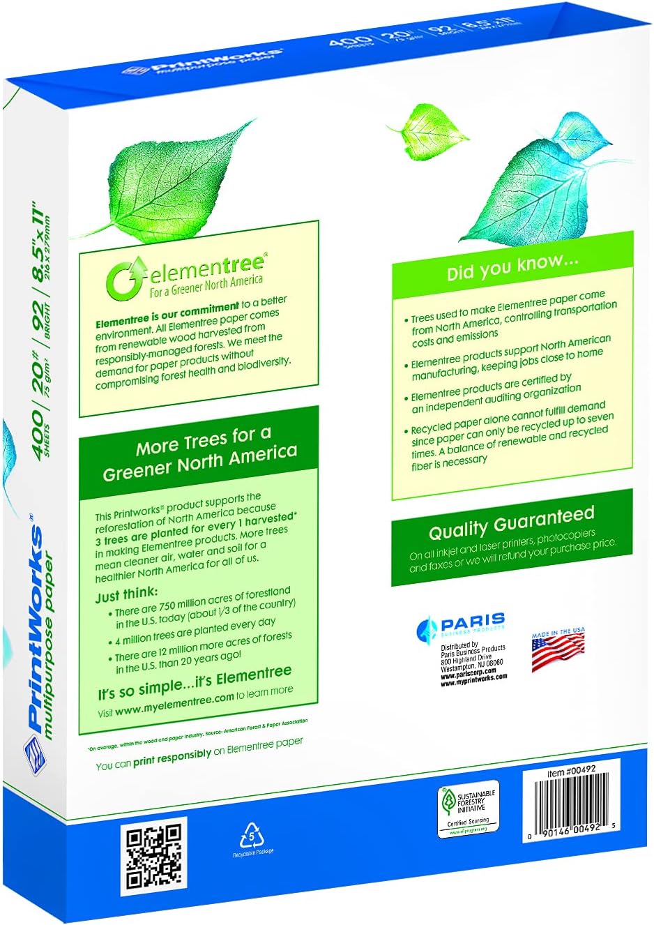 PrintWorks Multipurpose Paper, 20 Pound, 92 Bright, 200 Sheets, 8.5x11 Inches (00019), White