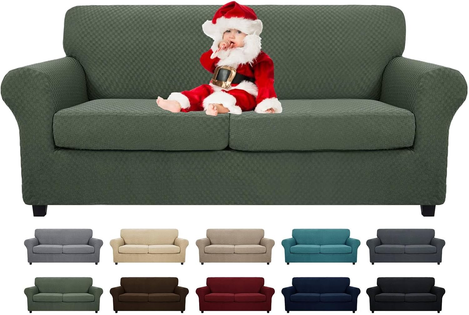 MAXIJIN Latest Recliner Slipcovers for Living Room 4 Pieces Stretch Jacquard Recliner Chair Cover Soft Fitted Recliner Protector with Elastic Bottom
