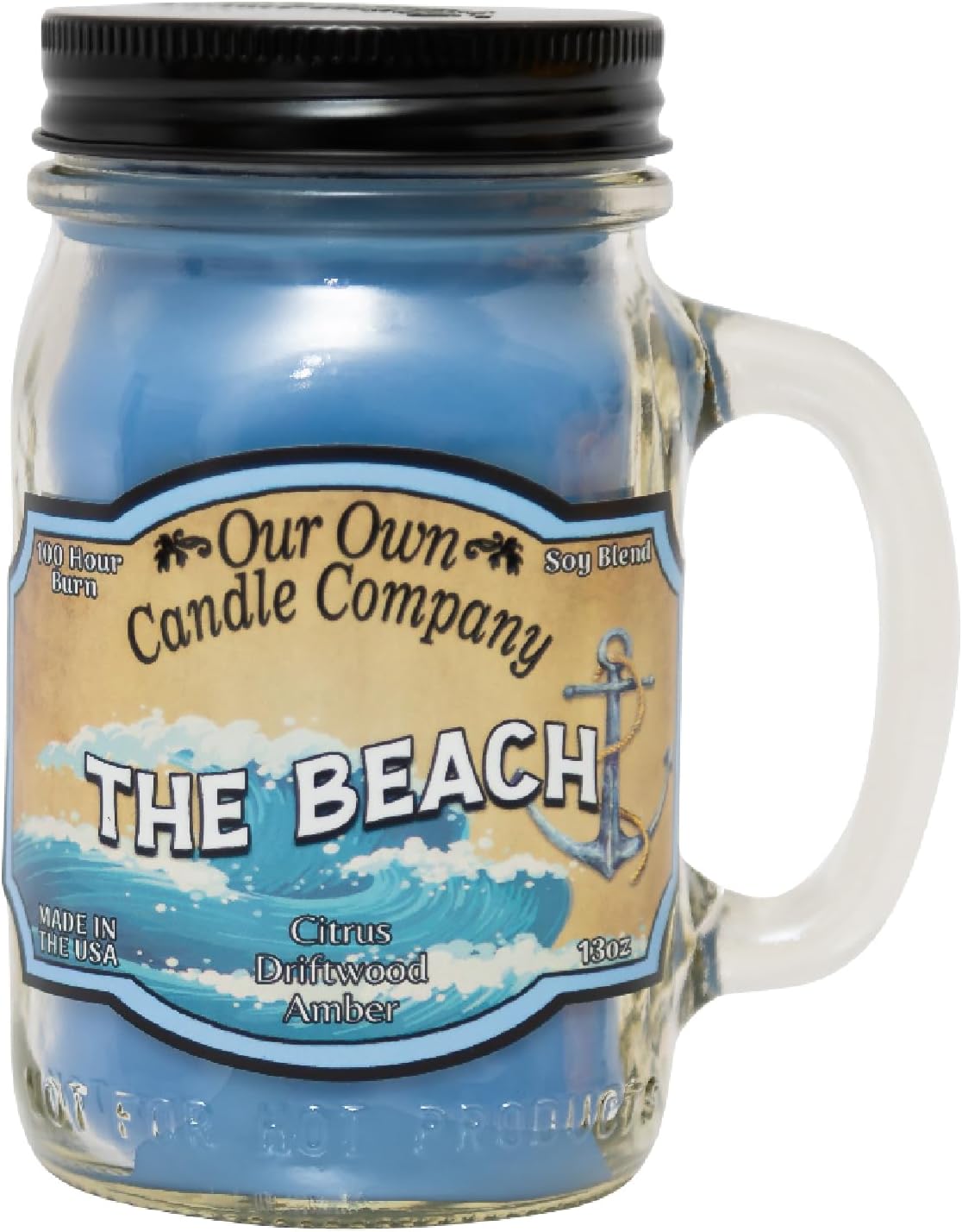 Balsam Pine Scented Mason Jar Candle, Our Own Candle Company, 13 oz | Clean, fresh Balsam-pine-tree scent; soy blend wax; lead-free wick with patented straightener; long lasting