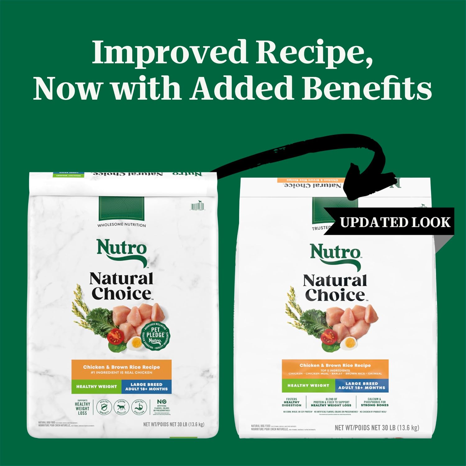 Nutro Natural Choice Healthy Weight Dry Dog Food, Chicken & Rice, 30 lb | Non-GMO, Chicken #1 ingredient, no corn, wheat, soy, supports weight loss, skin & coat, digestive & immune health
