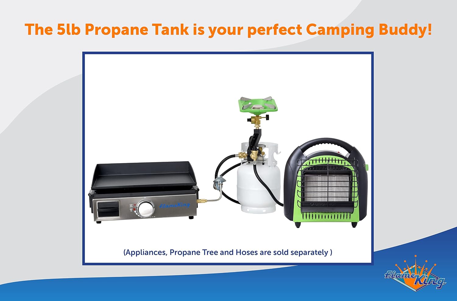 FLAME KING YSN5LB 5 Pound Propane Tank Cylinder, Great For Portable Grills, Fire Pits, Heaters And Overlanding, White | camping-hammocks