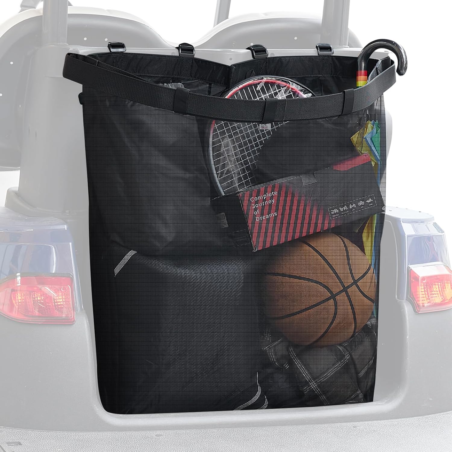 KEMIMOTO Mesh Shopping Storage Bag for 2-Passenger Golf Carts | Full Grocery Capacity, Shoulder Strap, Tool-Free Rear Mounting