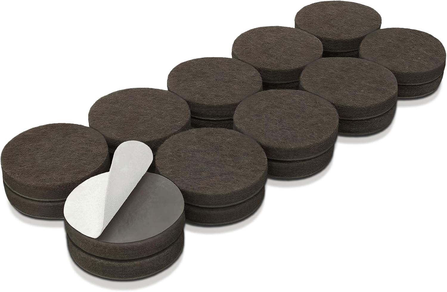 softtouch 1 1/2" Round Heavy Duty Felt Furniture Pads for Hardwood, Brown (24 Pack)