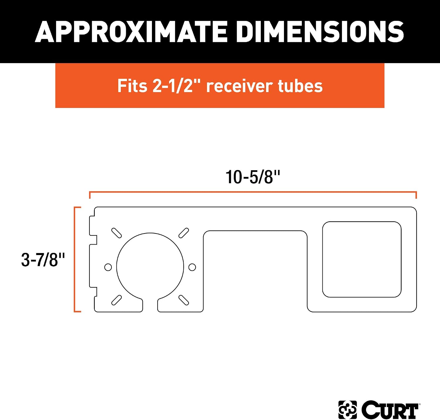 CURT 58003 Easy-Mount Trailer Wiring Bracket for 2-1/2 Inch Receiver, Fits 4 or 5-Way Flat and 6 or 7-Way Round Connector Sockets