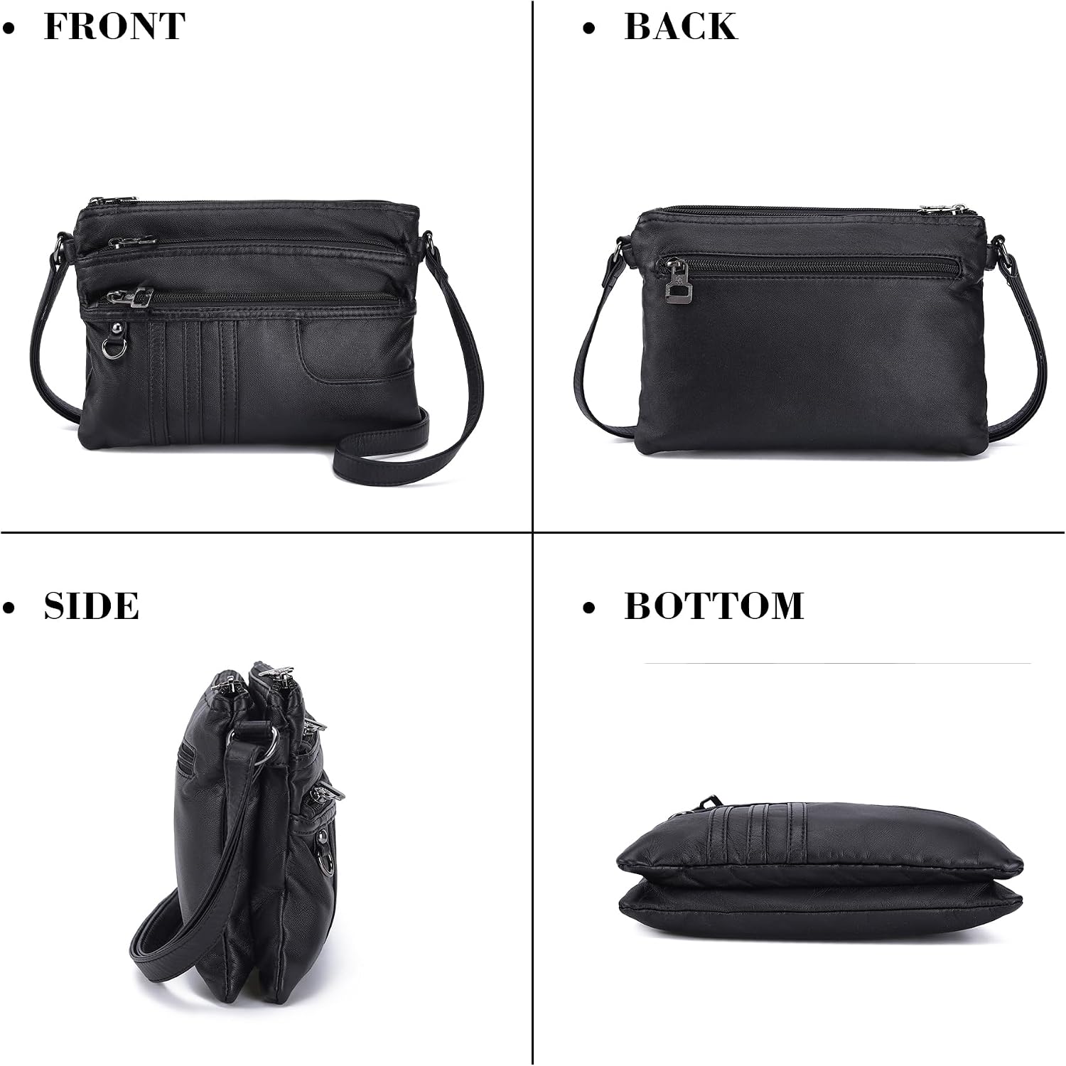 MINICAT Multi Pocket Small Crossbody Purses for Women Everyday Shoulder Bag | Lightweight Organizer, Cross body Bag with Multiple Zipper Pockets, Vegan Leather, Phone Purse for Travel Casual Daily