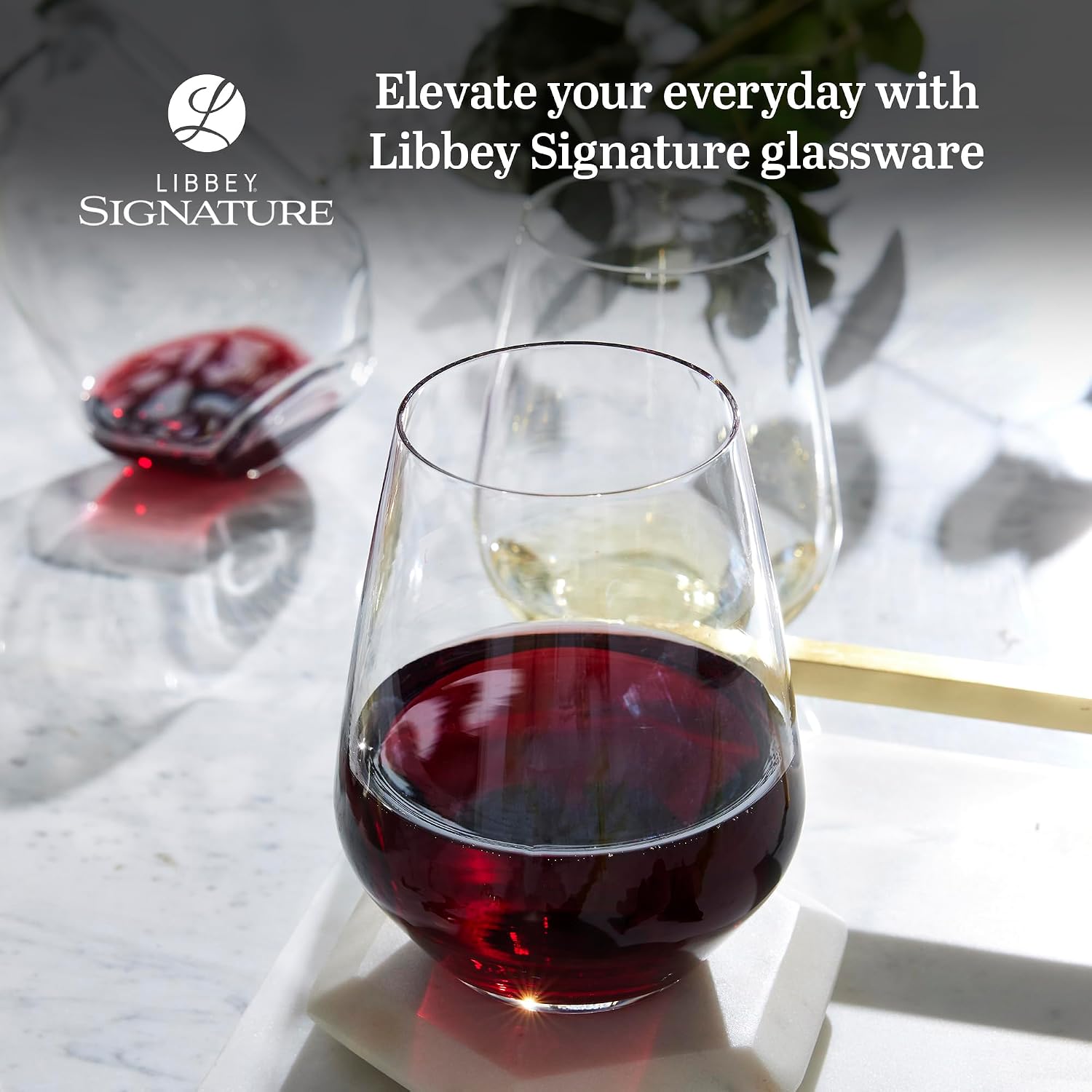 Libbey Signature Red Wine Glasses Set of 4, Seamless 24 Oz Wine Glasses for Cabernet, Merlot, and More, Stemmed Wine Glasses for All Occasions