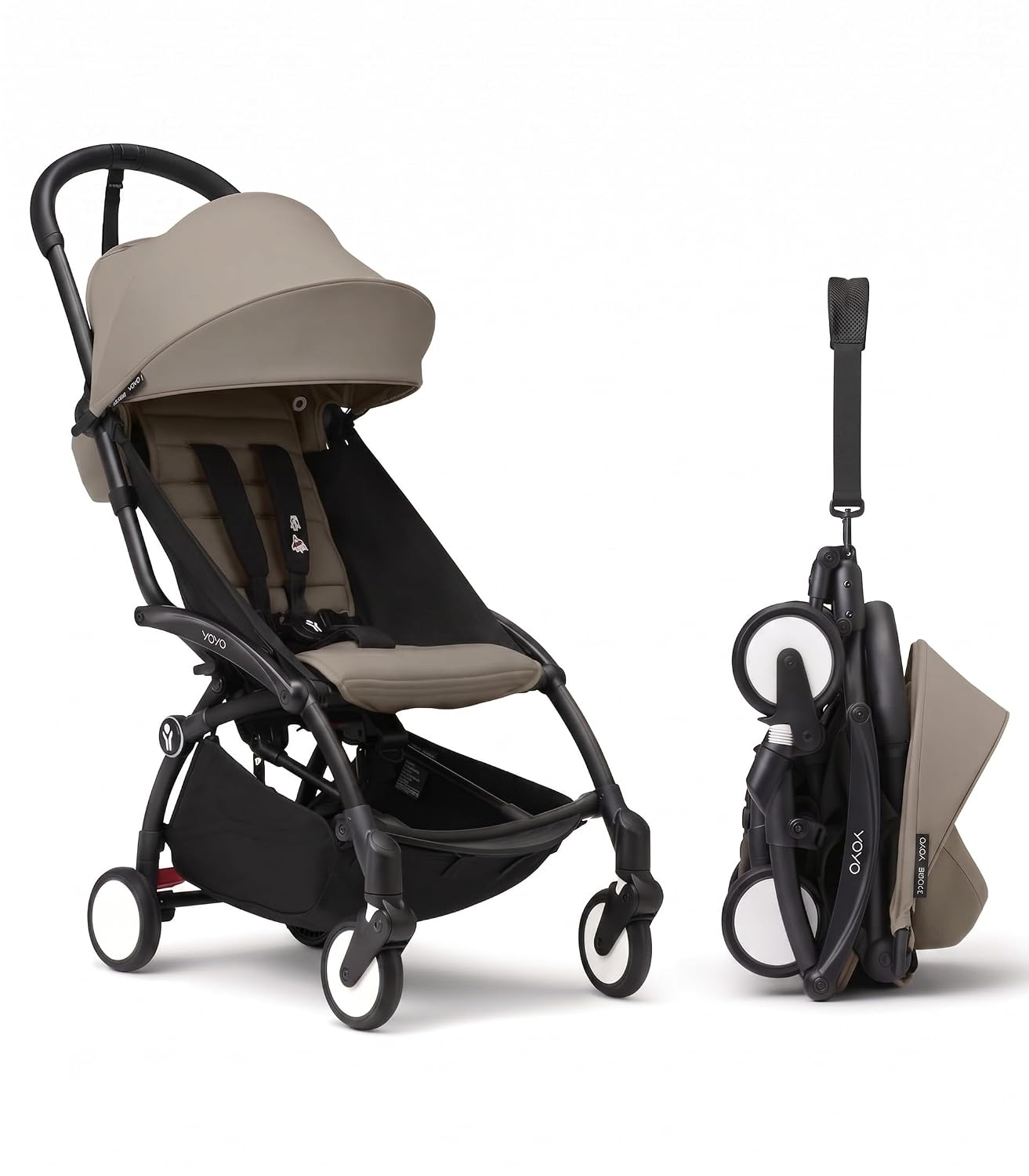 Stokke YOYO3 Travel Stroller from 6 Months, Easy Fold, Black/Black | Includes Frame, Seat Cushion, & Canopy, Light & Compact, Carry-on Compatible, Storage in Zip Back Pocket & Under Seat Basket