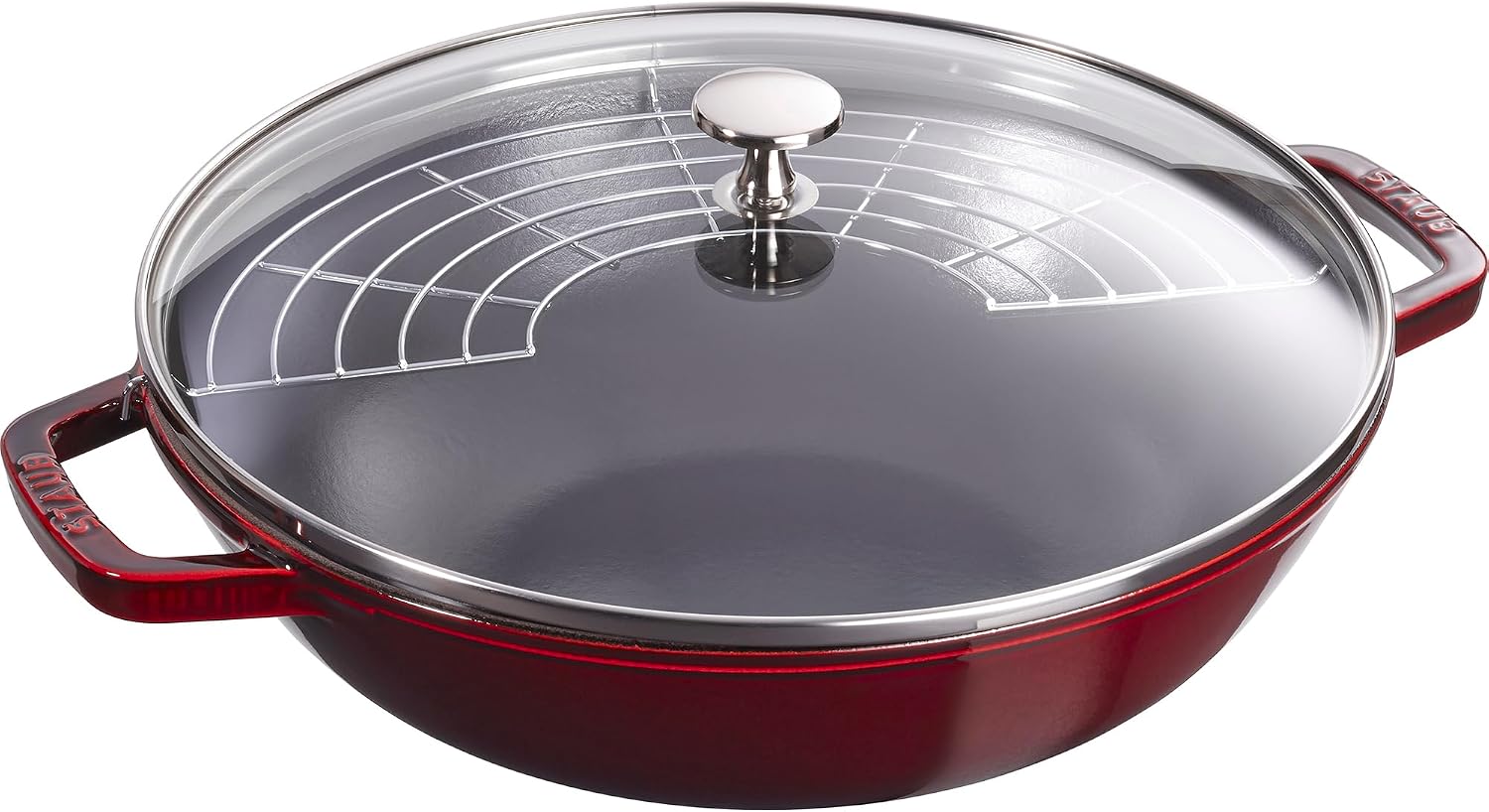 Staub Cast Iron Perfect Pan, Wok, Dutch Oven, 4.5-quart, serves 4-5, Made in France, Dark Blue