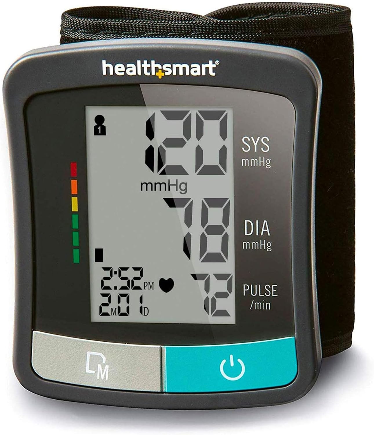 HealthSmart Digital Standard Wrist Blood Pressure Monitor with Automatic Adult Cuff That Displays Pulse Rate and Irregular Heartbeat Stores up to 60 Readings for 2 Users