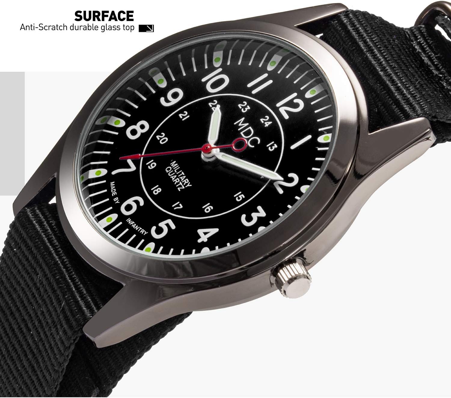 Infantry MDC Mens Military Field Watch, Japanese Quartz, Slip-Thru Nylon
