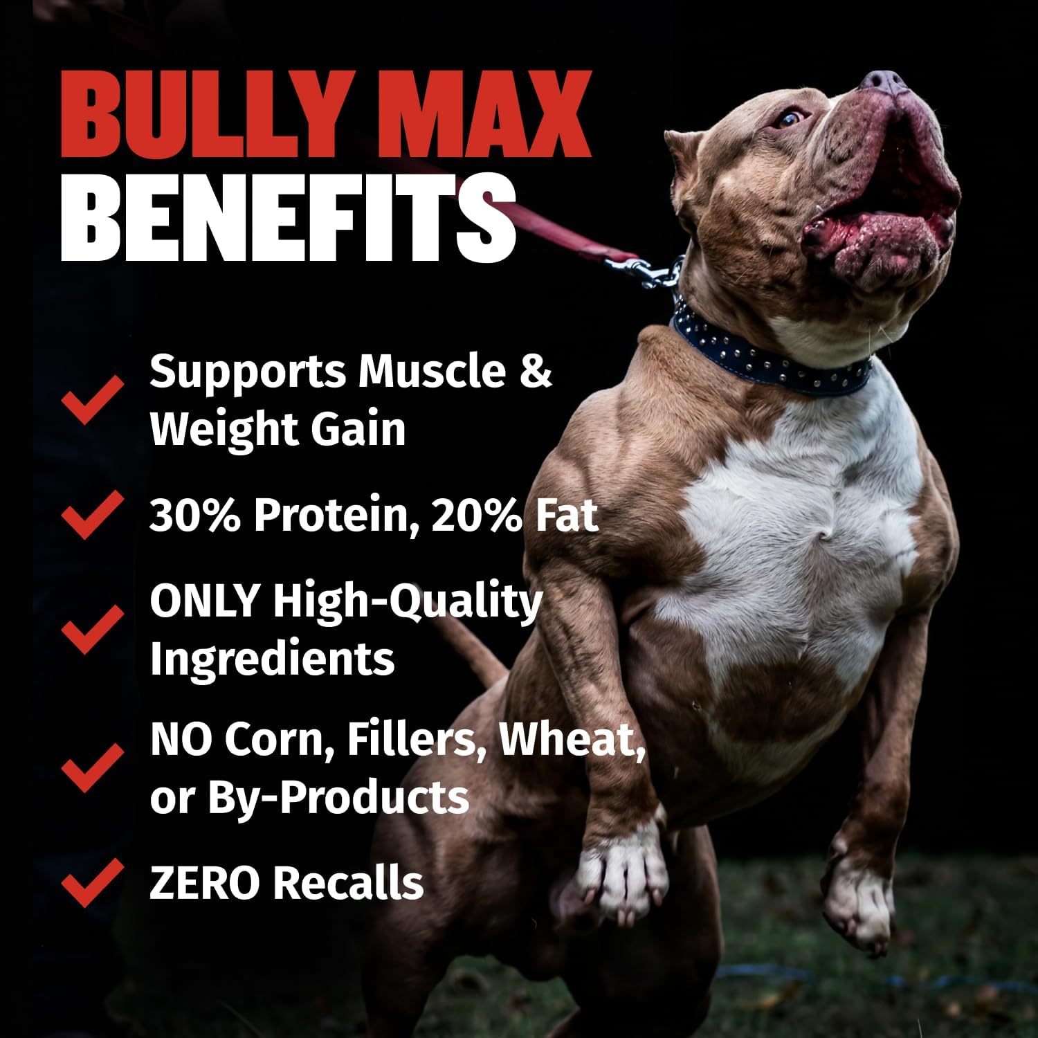 Bully Max Dry Dog Food for Adults & Puppies - High Protein & Fat for Muscle & Weight Gain - High Performance Dog Food Supplements - Small & Large Breed Dogs (535 Calories Per Cup), Chicken, 15lb Bag