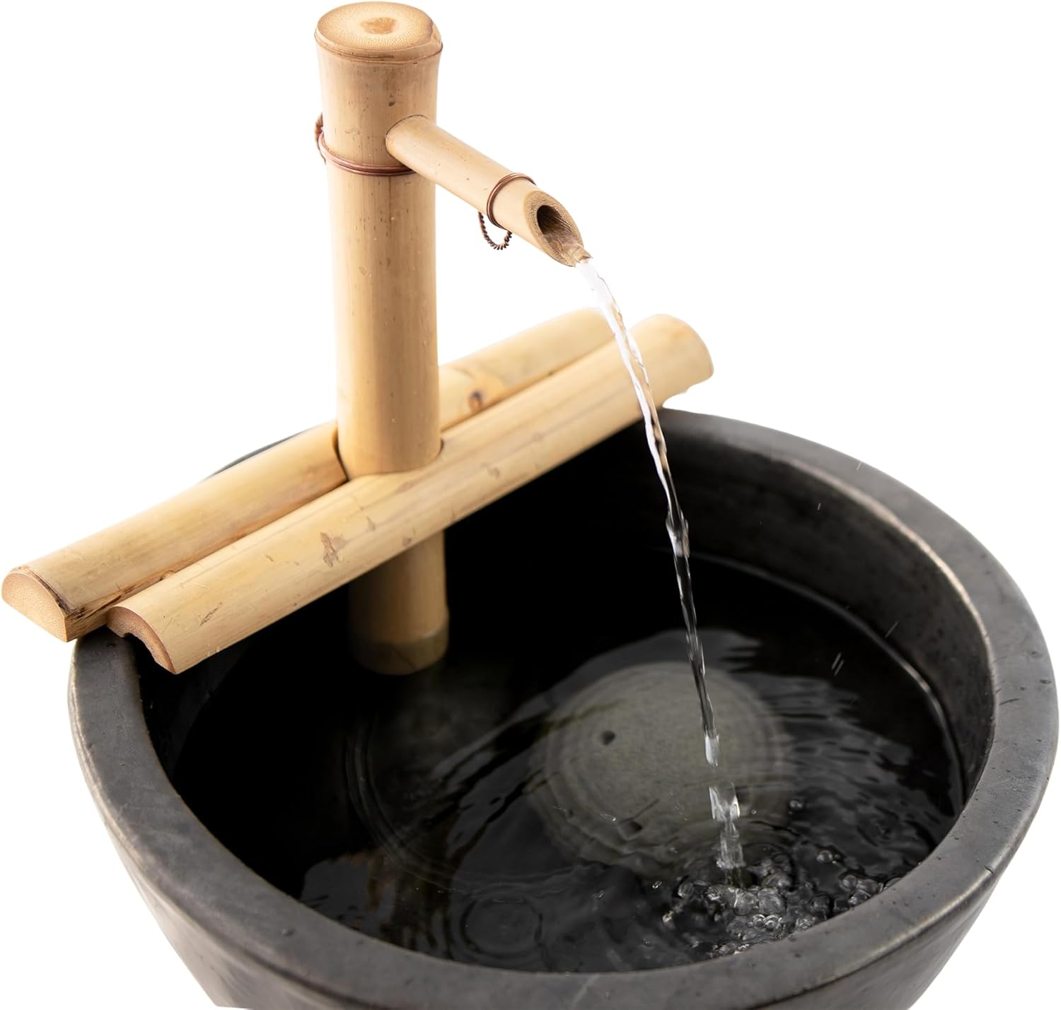 12" Adjustable Bamboo Fountain Kit with Pump – Classic Zen Water Feature for Bowls, Basins, Water Gardens & Patio Decor
