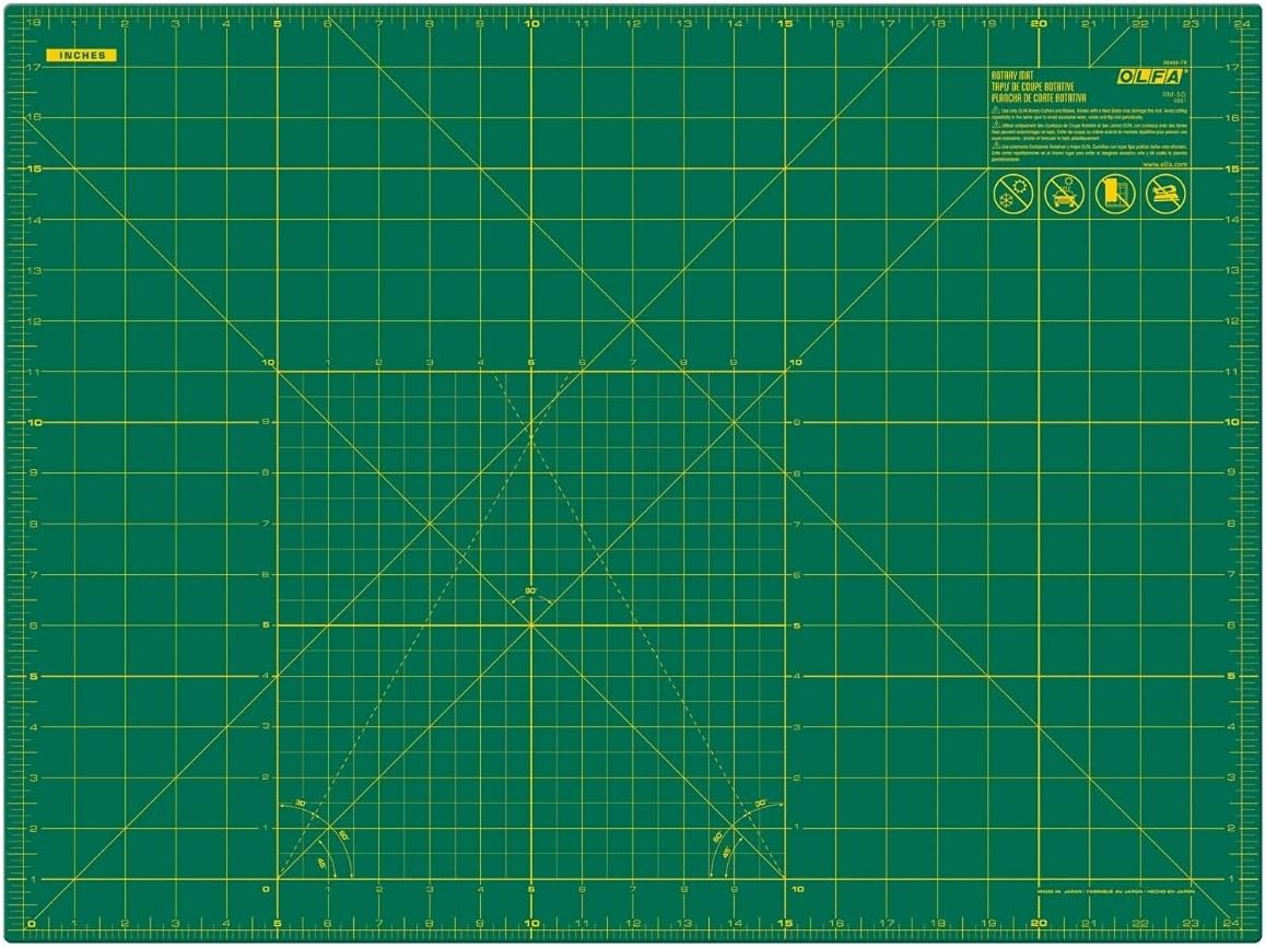 OLFA 18x24" Self-Healing Rotary Cutting Mat (RM-SG) - Double-Sided, Green | Self-healing, triple-layer, double-sided grid