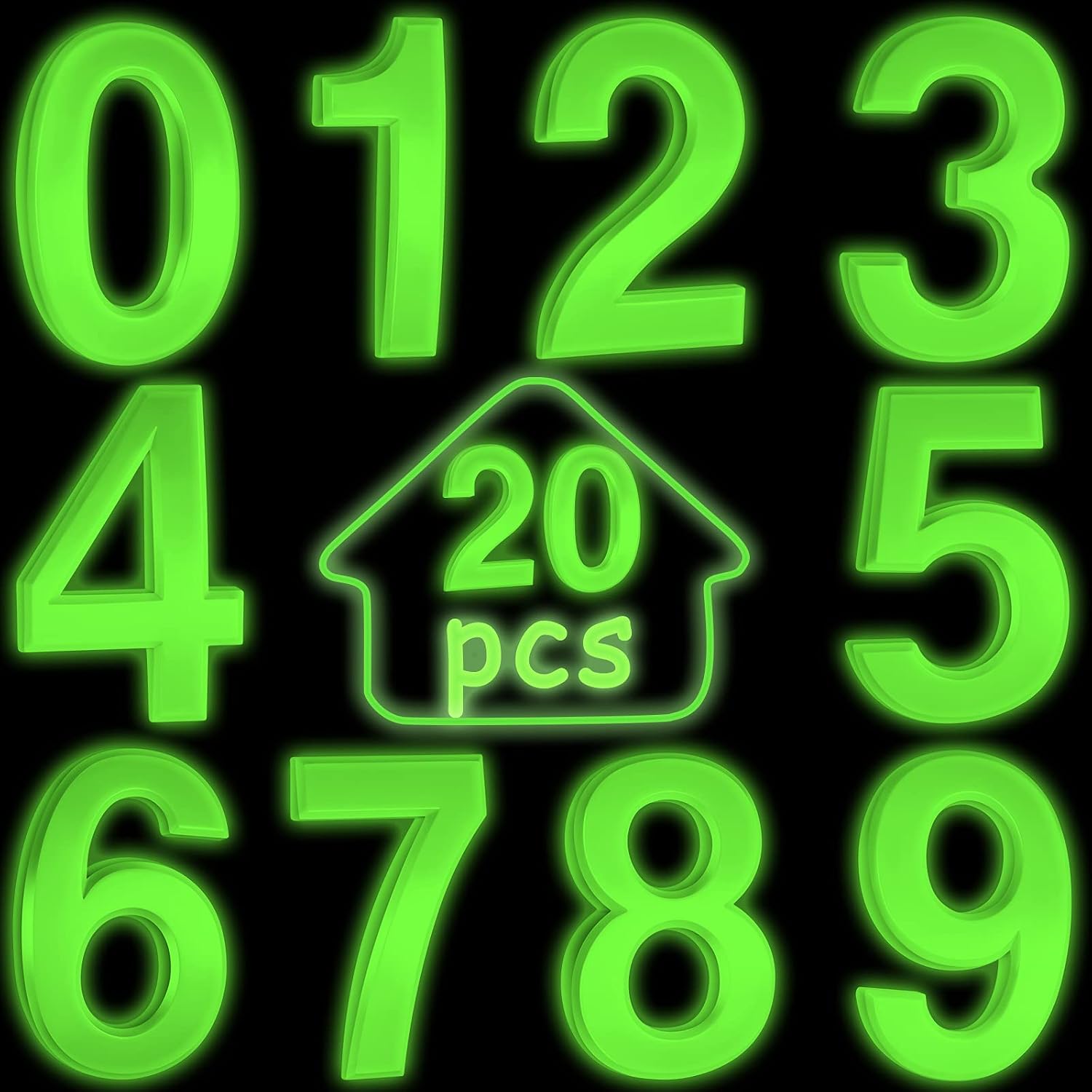 20 Pieces House Numbers Mailbox Numbers 0-9, 3D Door Address Numbers Self Adhesive Mailbox Numbers Sticker or House, Apartment, Office, Hotel Room