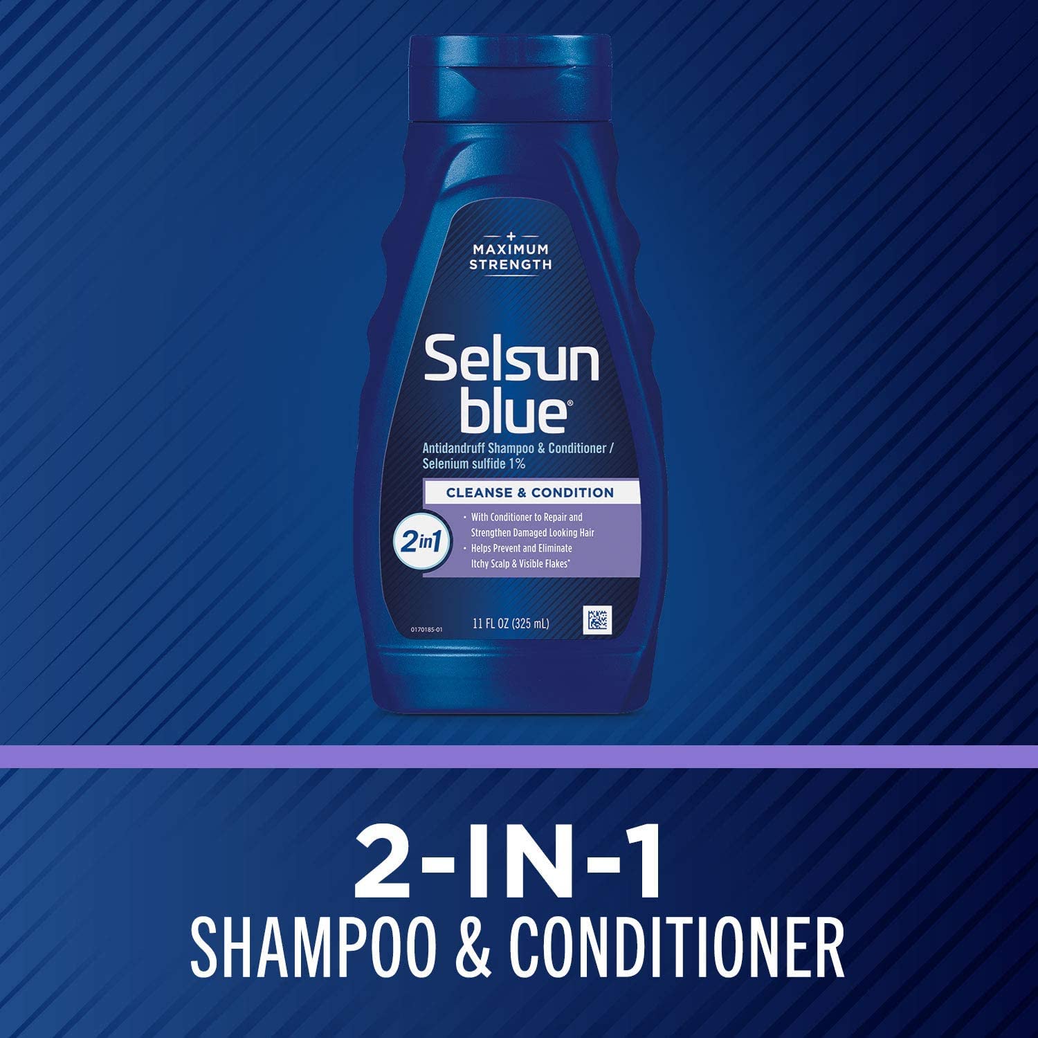 Selsun Blue 2-in-1 Antidandruff Shampoo & Conditioner, Maximum Strength 2-in-1 Treatment With Selenium Sulfide, 11 fl. oz.