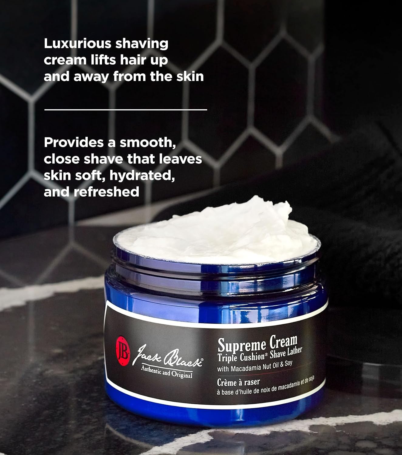 Jack Black Supreme Cream Triple Cushion Shave Lather - Shaving Cream Mens, Shave Cream for Men, Jack Black Shaving Cream for Men, Shaving Lather, Mens Shaving Cream, Jack Black Shave Cream