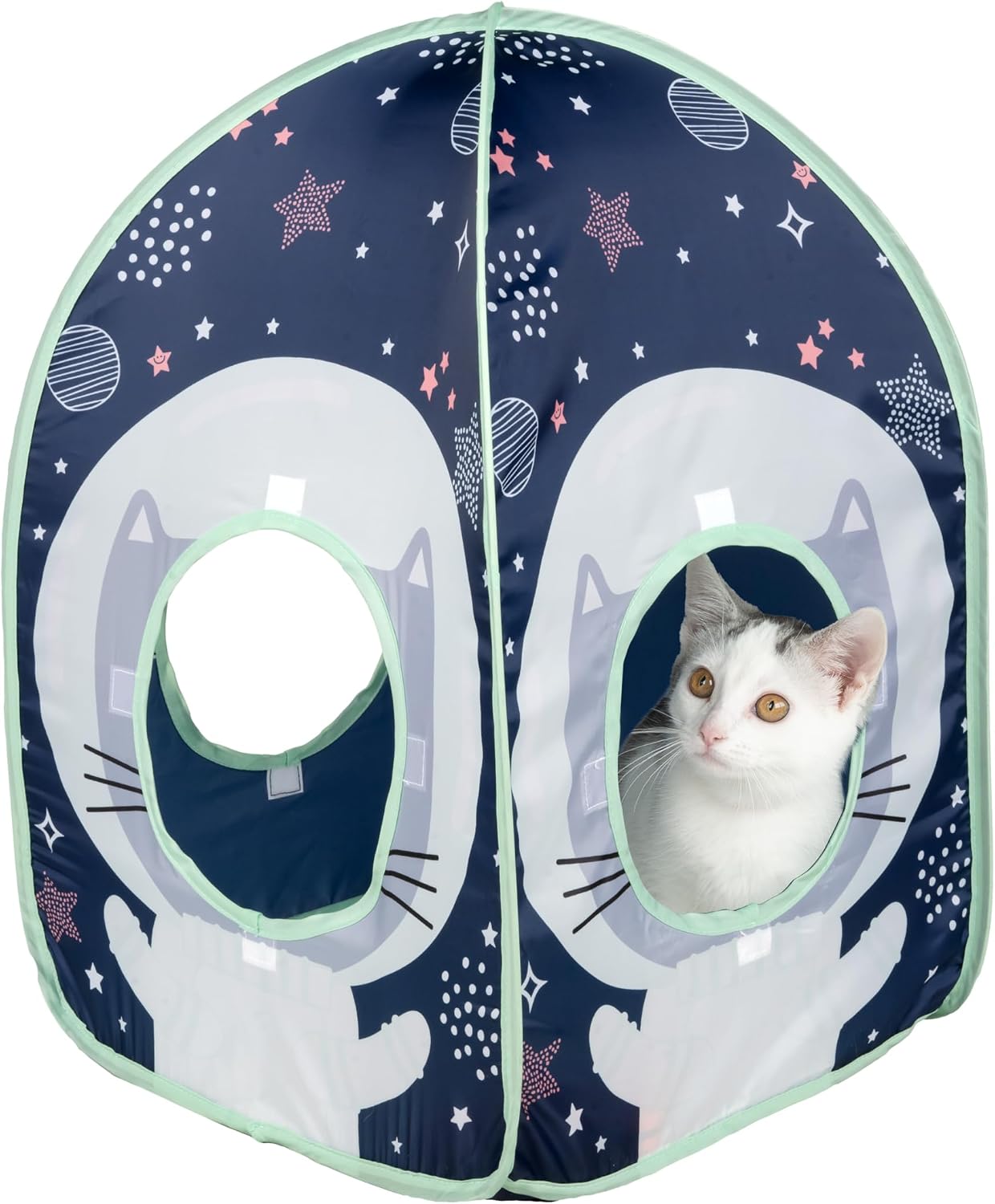 Kitty City Safari Jungle Pop-Up Cat Cube, Collapsible Indoor Cat Hideout & Play Cube with Peekaboo Openings, Easy Storage, 15” x 15” x 15”