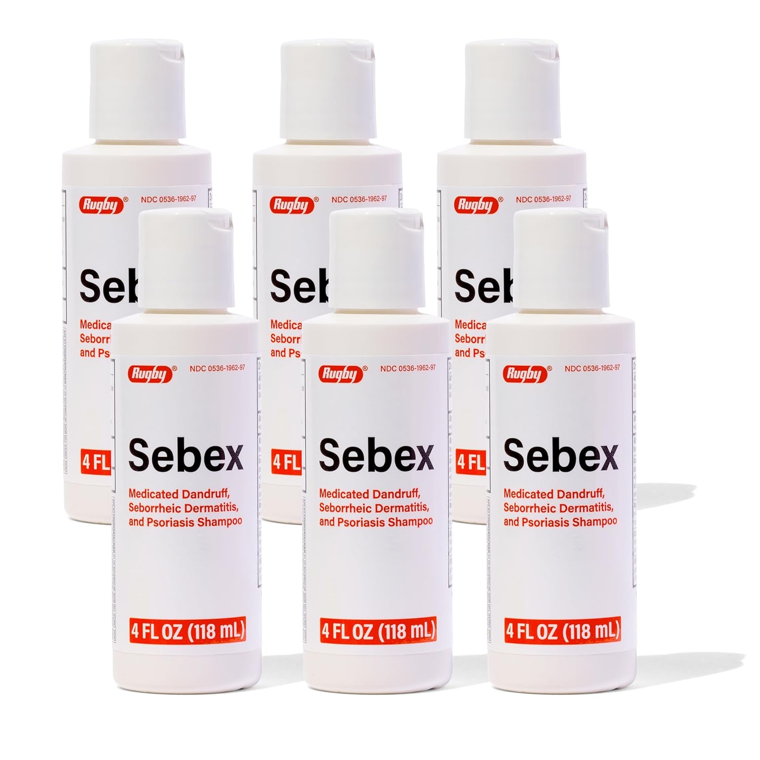 Rugby Sebex Medicated Dandruff Shampoo for Women and Men - 2% Sulfur and 2% Salicylic Acid Anti-Dandruff Shampoo - Helps With Symptoms of Seborrheic Dermatitis and Psoriasis - 4 Oz. (1 Pack)