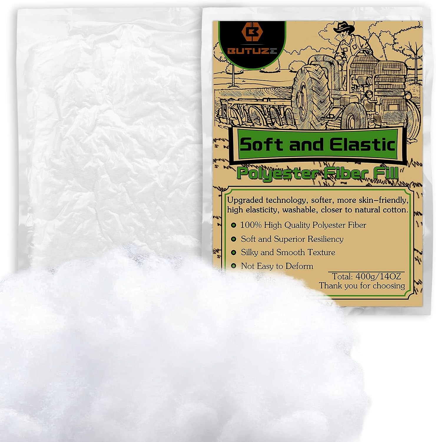 BUTUZE 250g/8.8oz Polyfill Stuffing Fiber Fill,Stuffing for Stuffed Animals