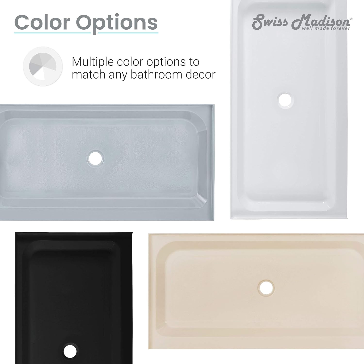 Voltaire 60" x 32" Single-Threshold, Right-Hand Drain, Shower Base in Gray