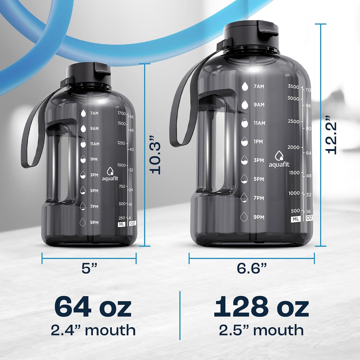 AQUAFIT 1 Gallon Water Bottle with Time Marker