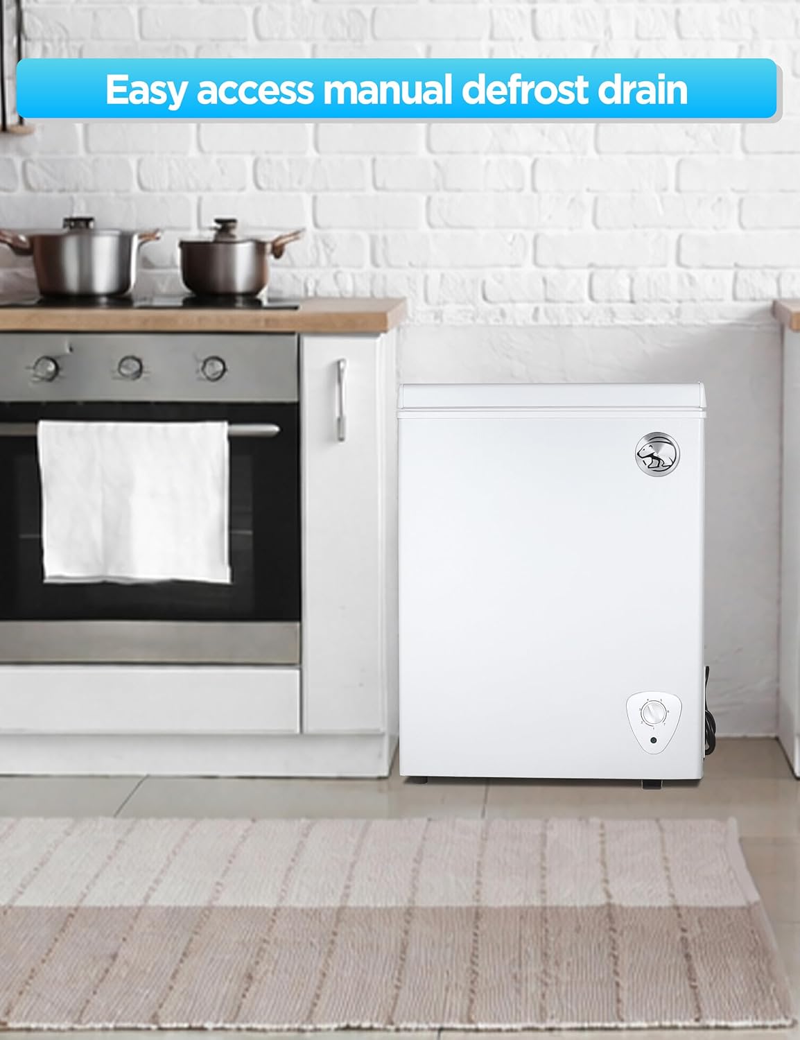 Commercial Cool Upright Freezer, Stand Up Freezer 5 Cu Ft with Reversible Door, White