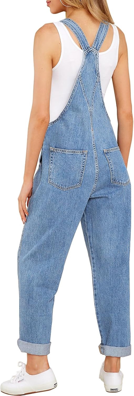 LookbookStore Denim Overalls for Women Dressy Stretch Bib Jean Jumpsuits