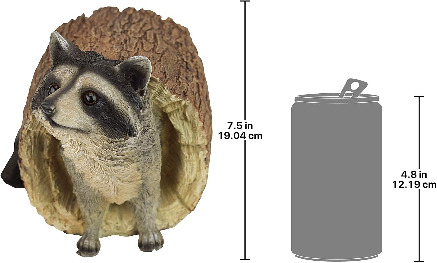 Design Toscano Bandit the Raccoon Indoor/Outdoor Garden Animal Statue, 10 Inch Long, Cast Stone Resin, Full Color Finish