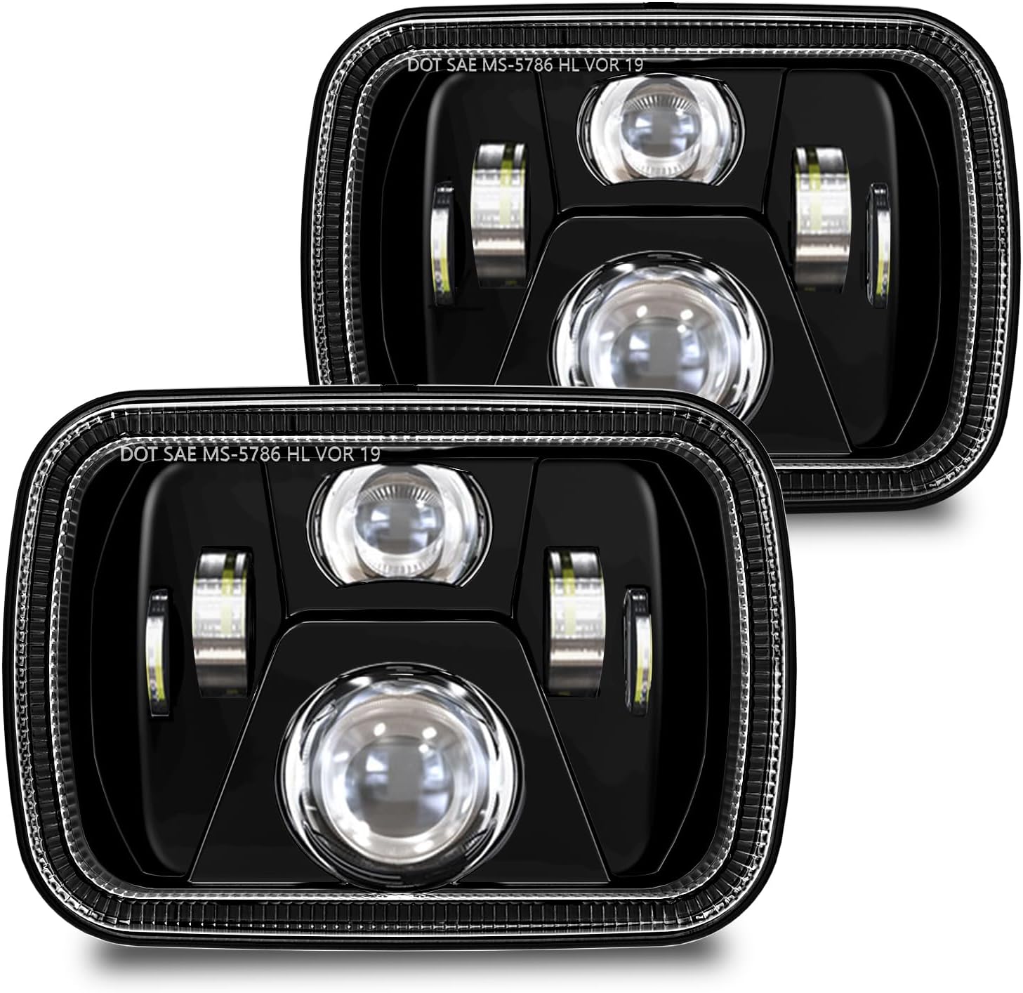 5x7 7x6 Inches LED Headlights H6054 Hi/Low Sealed Beam DOT/SAE Headlamps