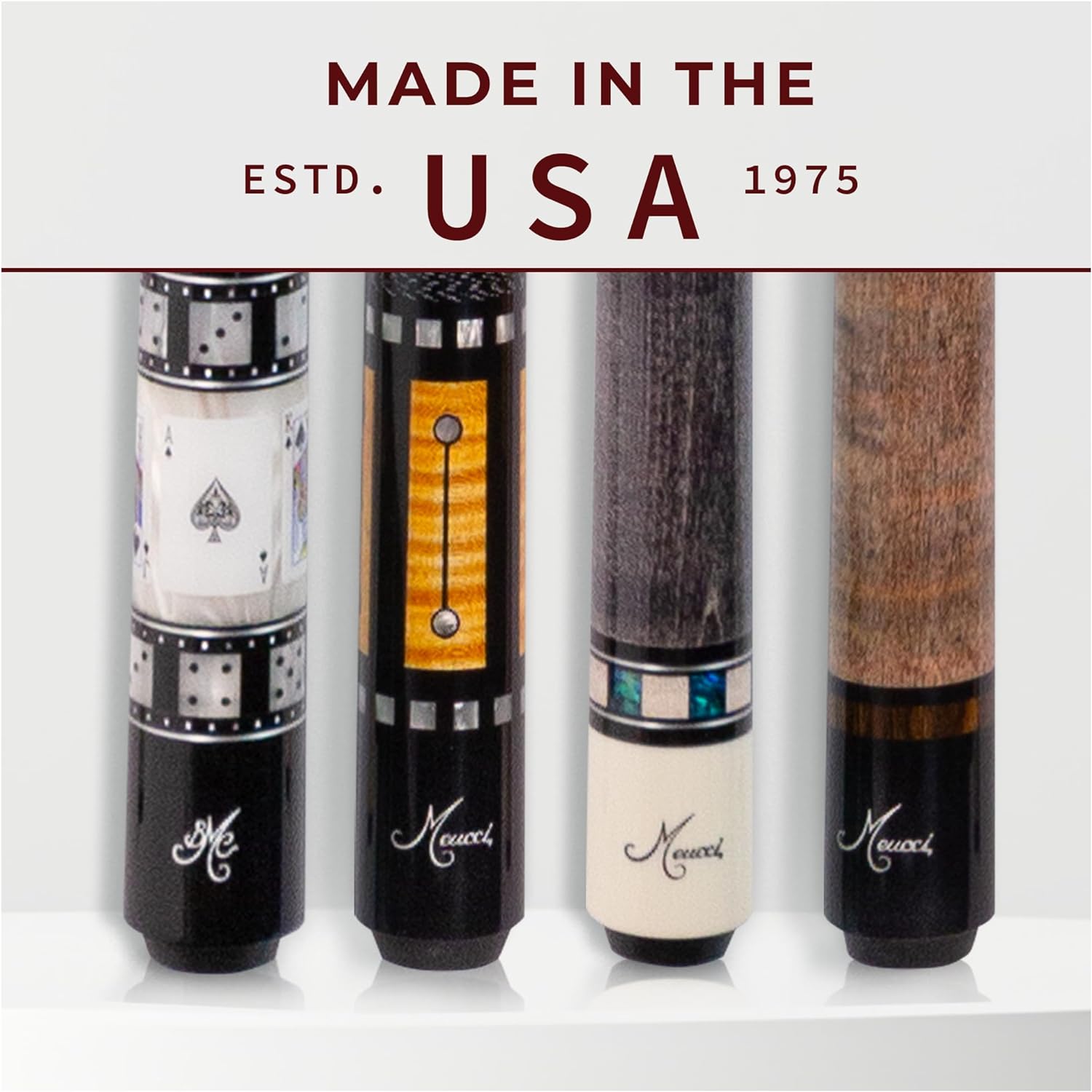 Meucci Pool Cue - All Natural Wood with Rainbow Stain - Pool Stick with Maple Forearm, Solid Wood Handle