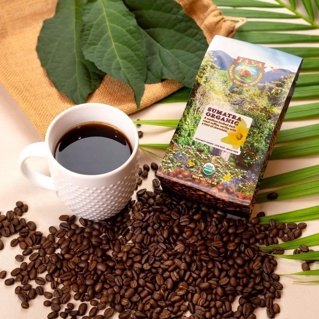 Java Planet Low Acid Organic Espresso Beans, Dark Roast Coffee Beans, 16 oz