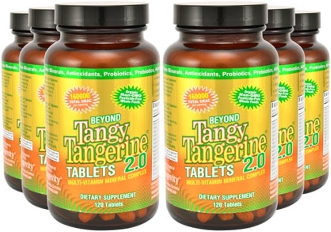 Youngevity Beyond Tangy Tangerine 2.0 Multivitamin Mineral Tablets, 2-Pack | 240 tablets, 60 servings, prebiotics, probiotics, amino acids, enzymes, sugar-free, gluten-free, 160,000 ORAC, travel-ready