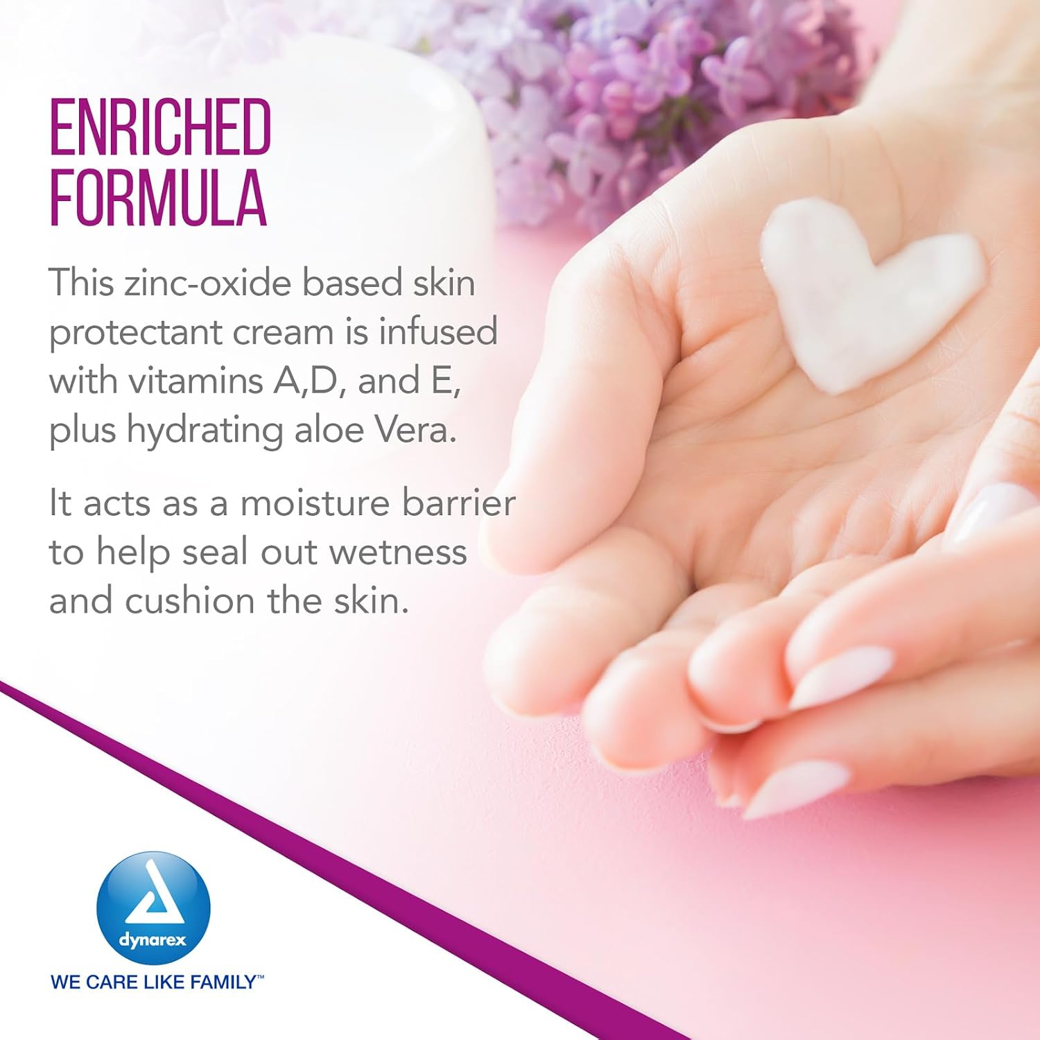 Dynarex DynaShield Skin Protectant Barrier Cream - Zinc Oxide Cream with Vitamins A, D, E, Aloe Vera - Protective Ointment