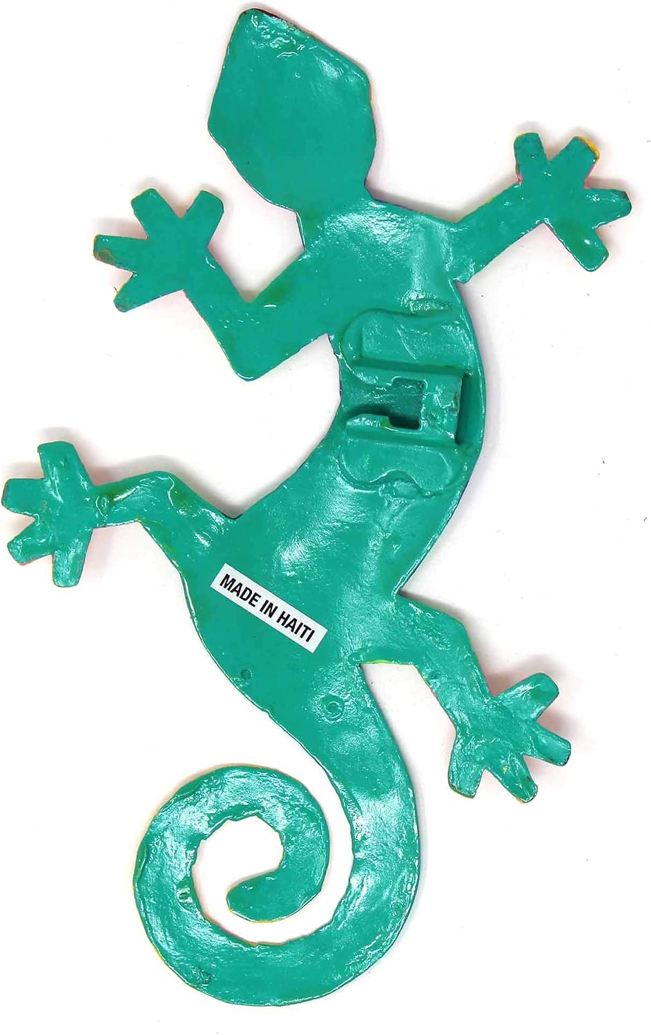 Global Crafts 8" Painted Gecko Recycled Haitian Metal Wall Art Blue Green, Florida