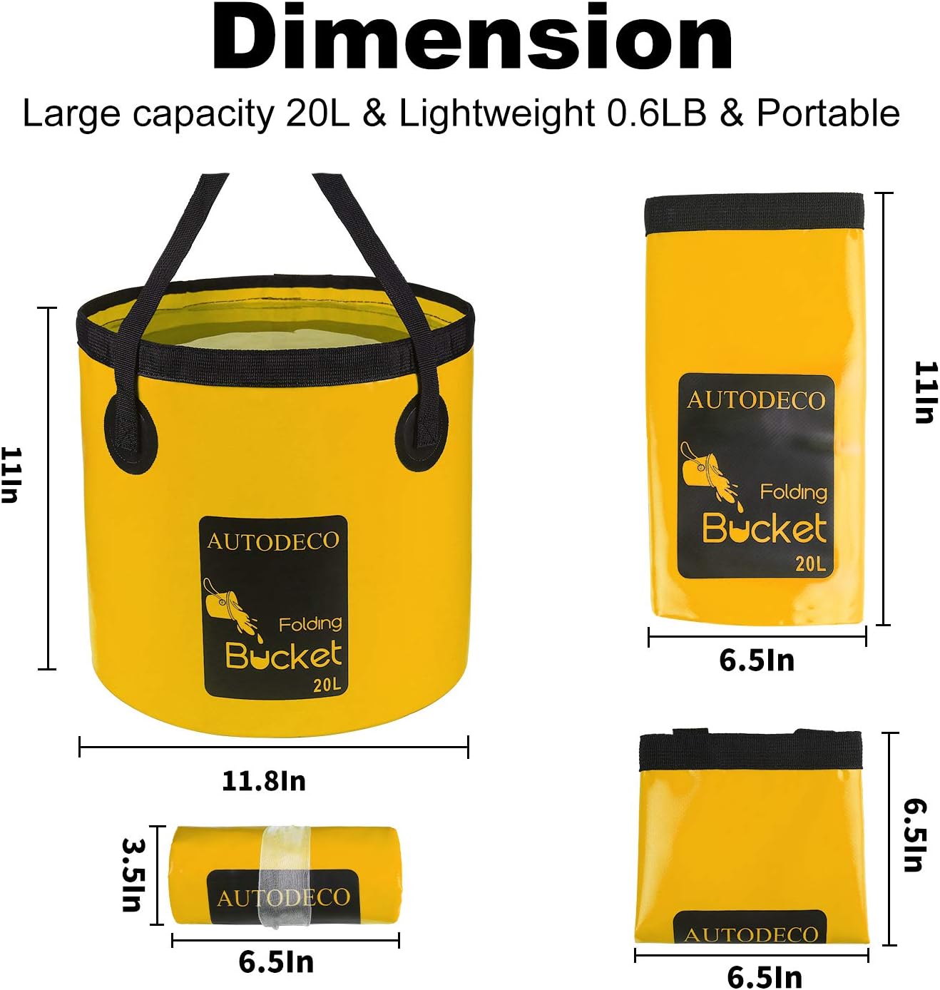 Collapsible Bucket 5 Gallon Container Folding Water Bucket Portable Wash Basin 20L