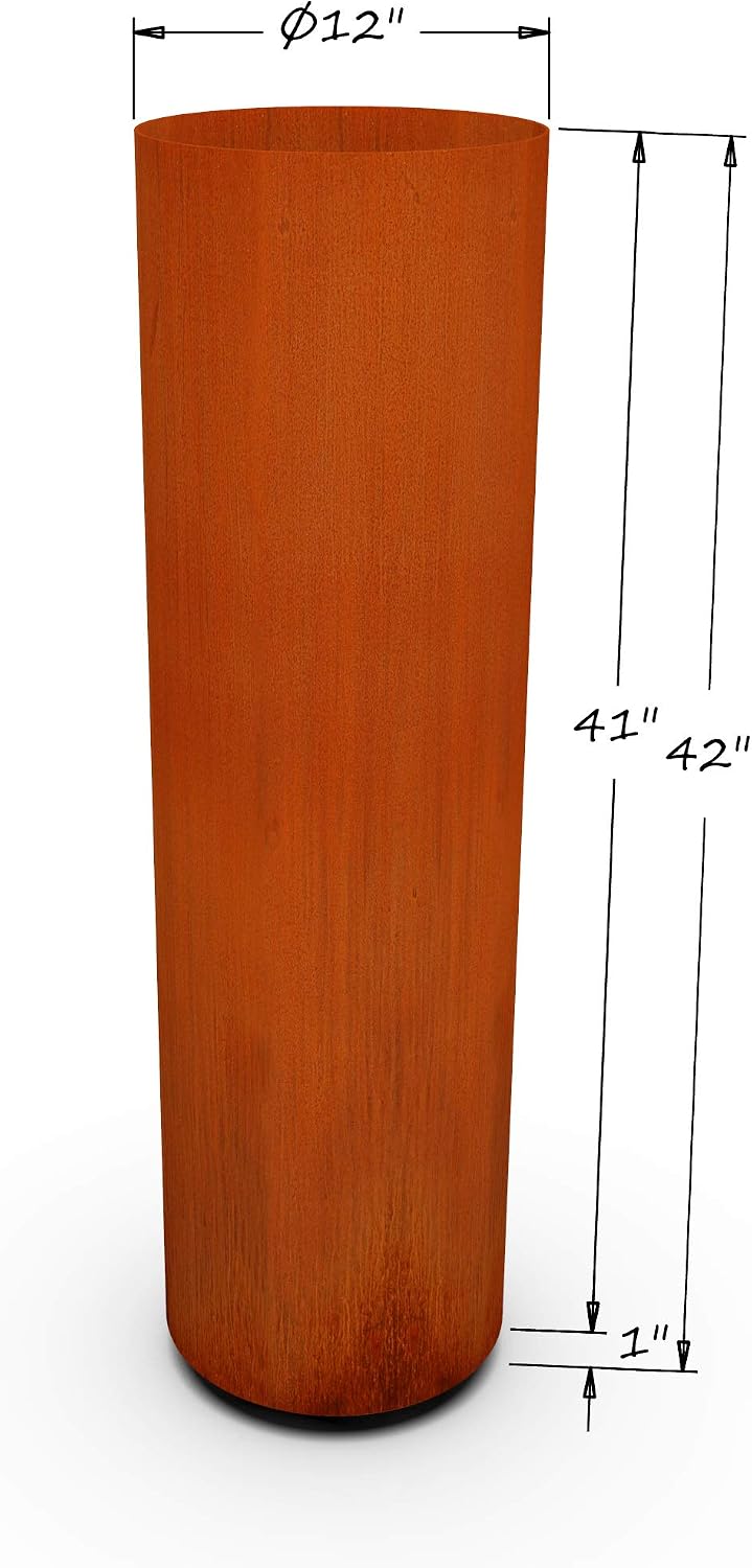 Plantercraft Large Round Planters for Outdoor Plants - 24 Inch Corten Steel Planter for Patio