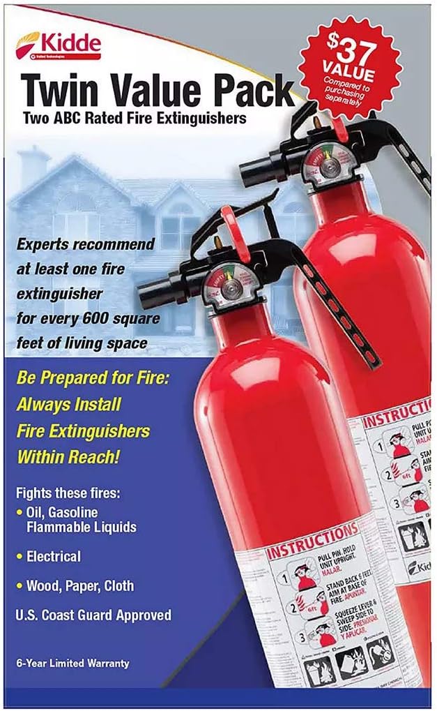 Kidde Multipurpose Fire Extinguishers, 2 Pack, Red