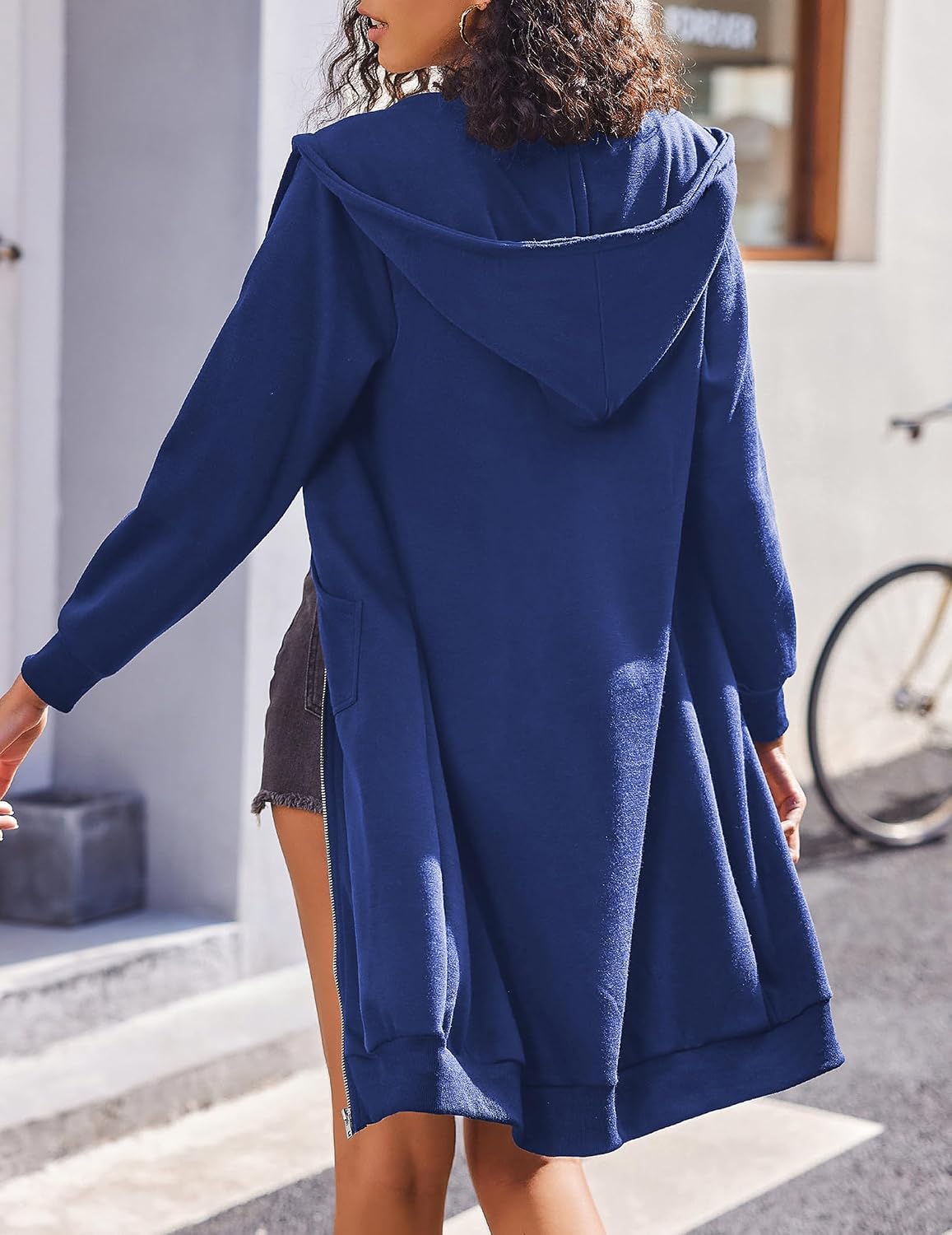 ELESOL Women Casual Zip up Fleece Hoodies Tunic Sweatshirt Long Jacket