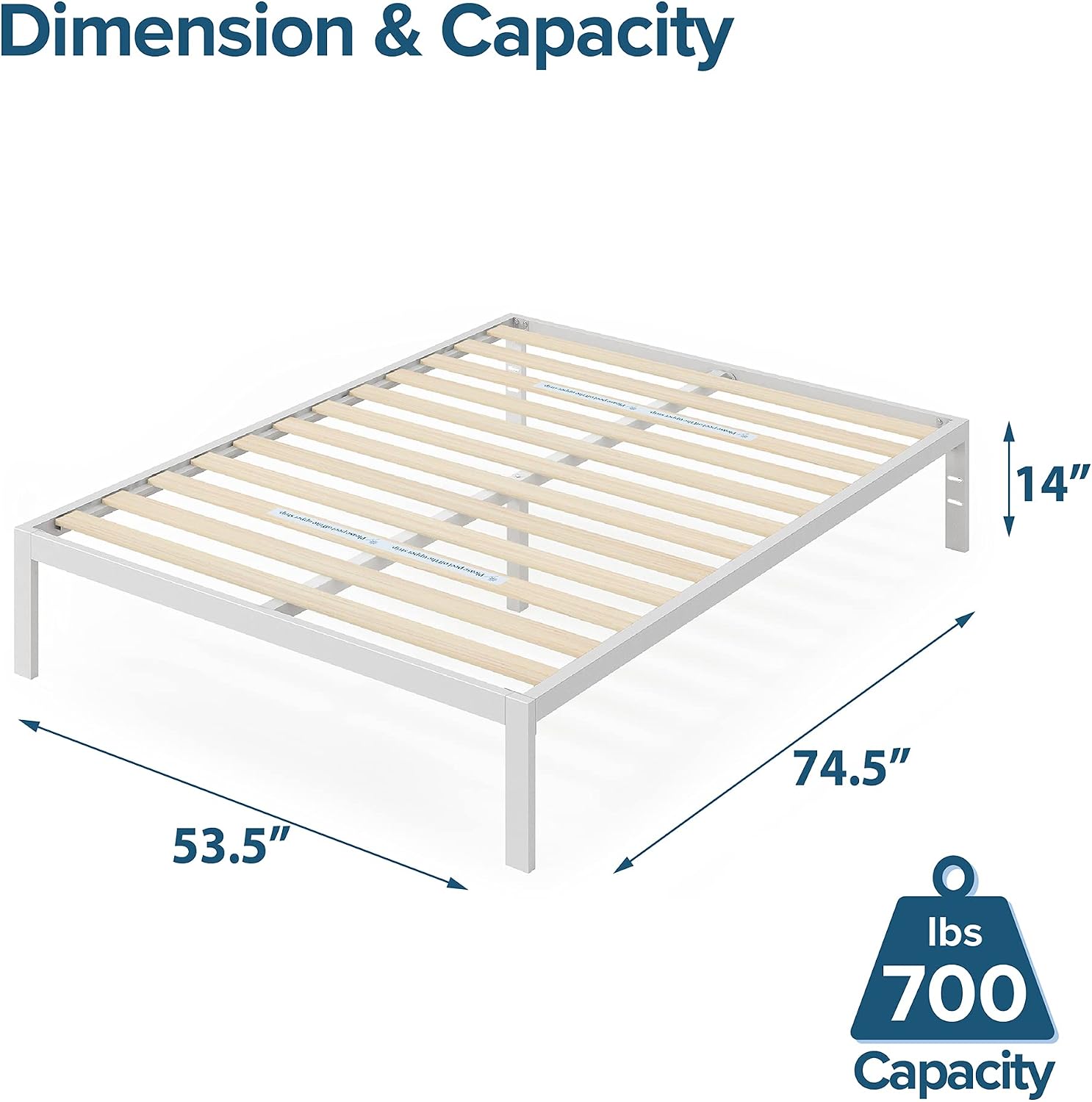 ZINUS Mia Metal Platform Bed Frame with Headboard, Wood Slat Support, No Box Spring Needed, Easy Assembly, Queen
