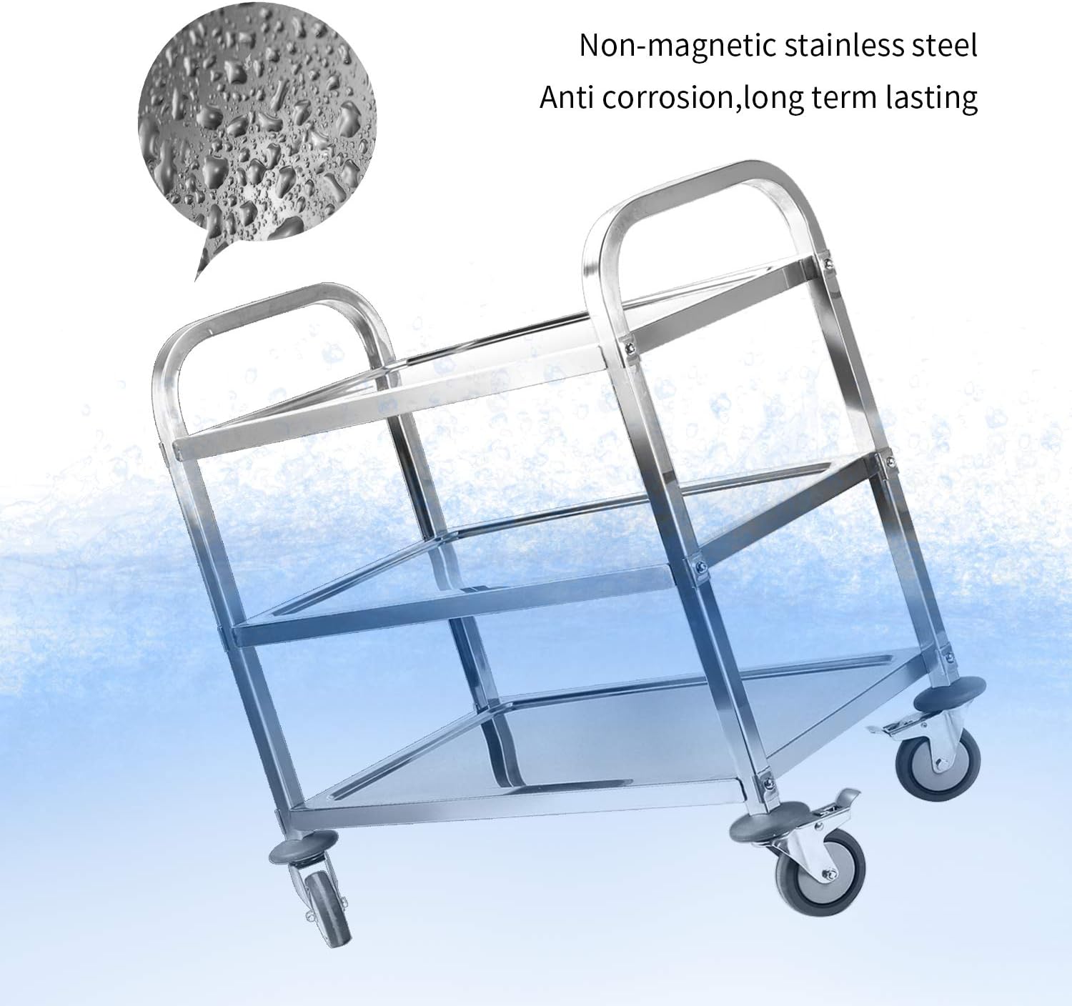 Nisorpa 3 Tier Kitchen Rolling Cart, Stainless Steel, L30 x W16 x H33 Inch