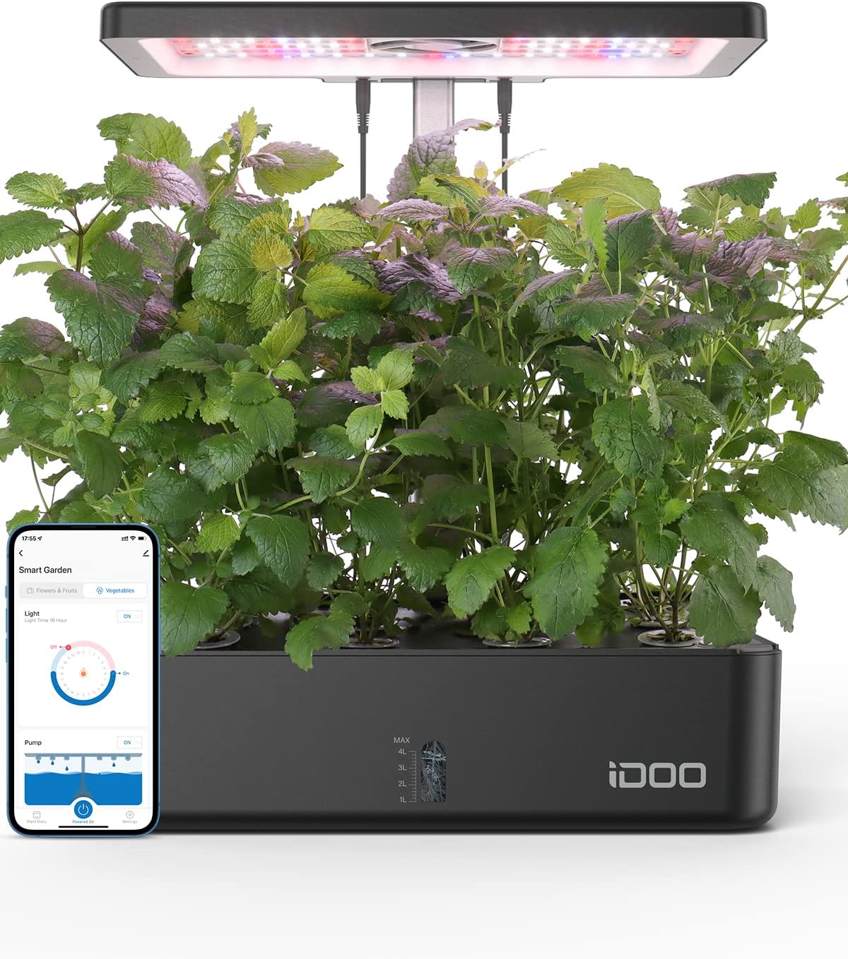 iDOO 12Pods Hydroponics Growing System Garden with LED Grow Light