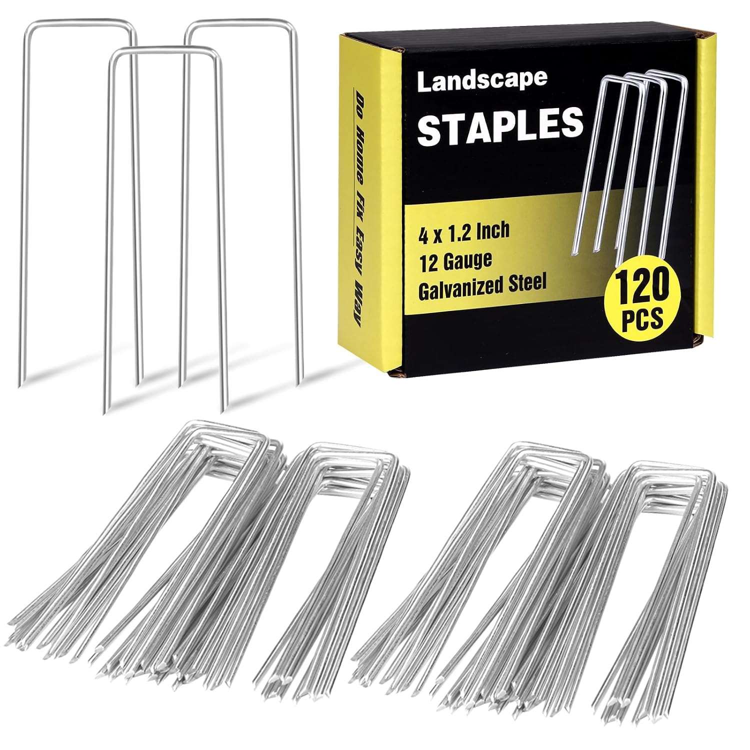 HongWay 240 Pack Landscape Staples 6 Inch, Galvanized Garden Stakes