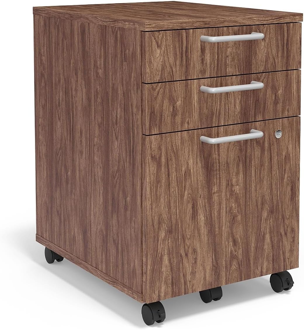 Union & Scale Staples Essentials 3-Drawer Vertical File Cabinet, Letter & Legal Size Documents, Lockable & Mobile, 21.3" D x 15.6" W x 24.3" H, Natural