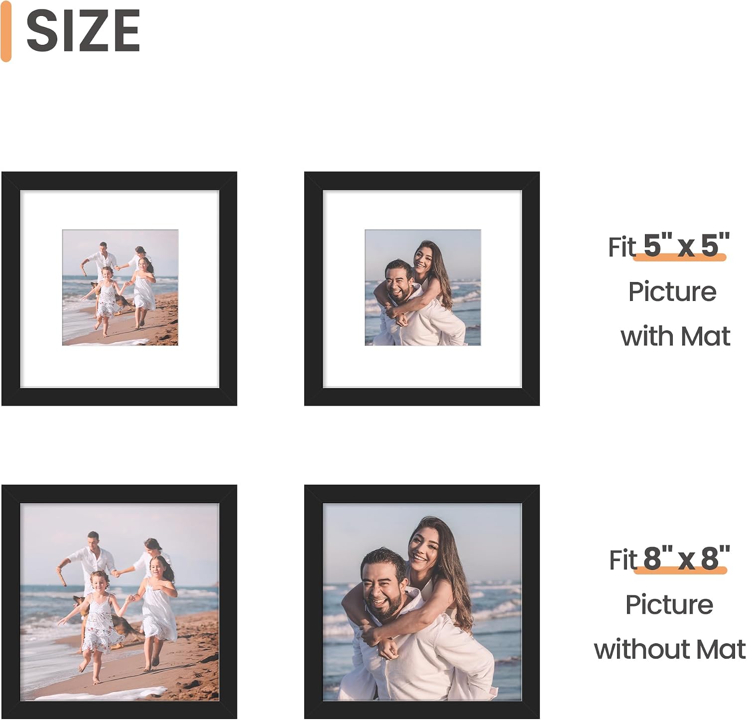 upsimples 12x12 Picture Frame, Gallery Glass Poster Frames Set of 3, Black