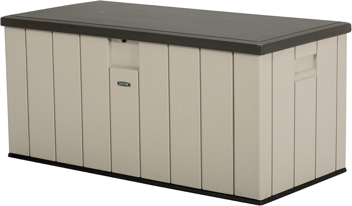 LIFETIME 60254 Heavy-Duty Outdoor Storage Deck Box, 150 Gallon, Desert Sand/Brown & Master Lock 140DLH Padlock, 1 Pack, Bronze/Silver